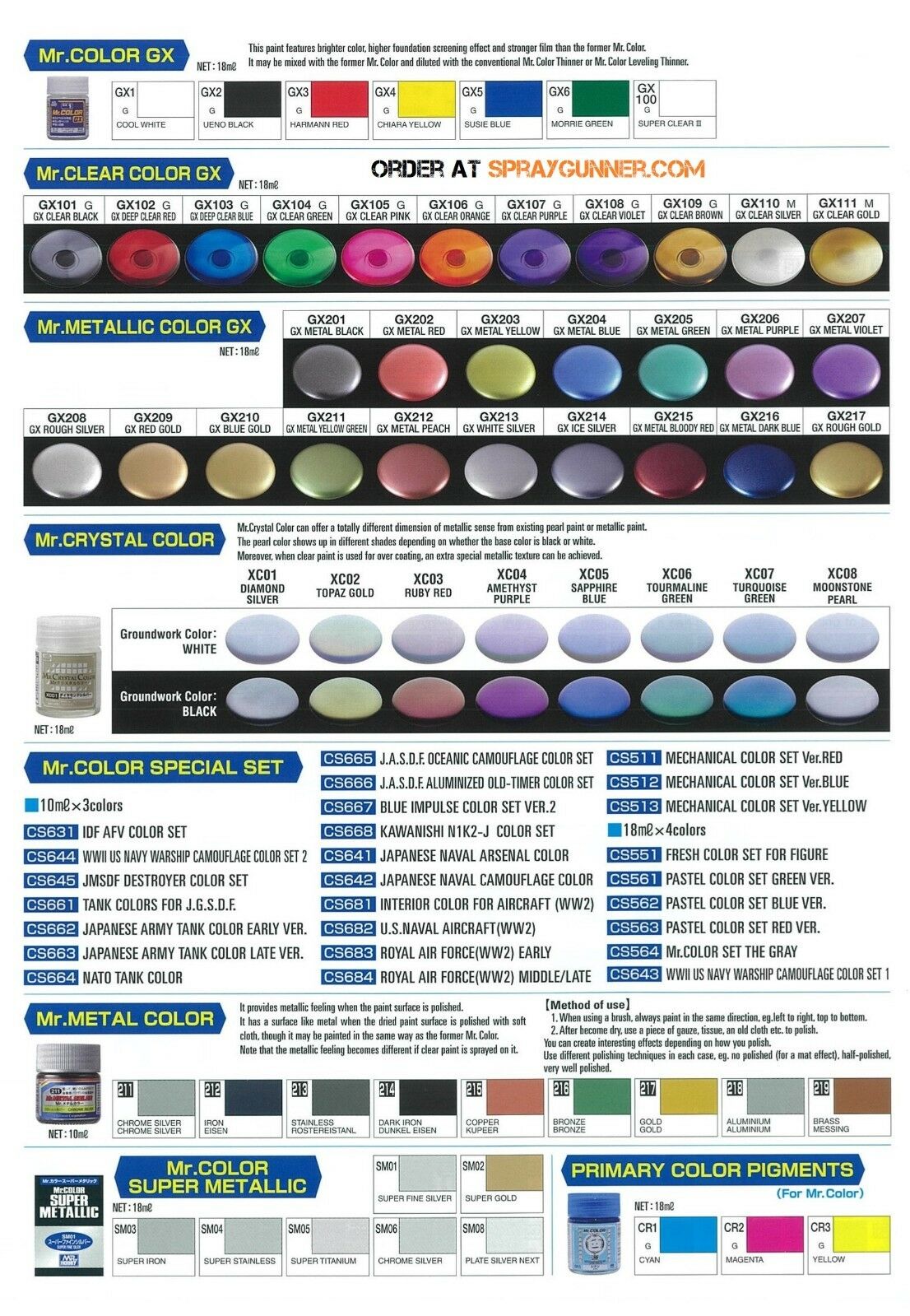 Gsi Creos Mr. Hobby Mr. Color Gx Model Paint Series 18ml Choose Your Color