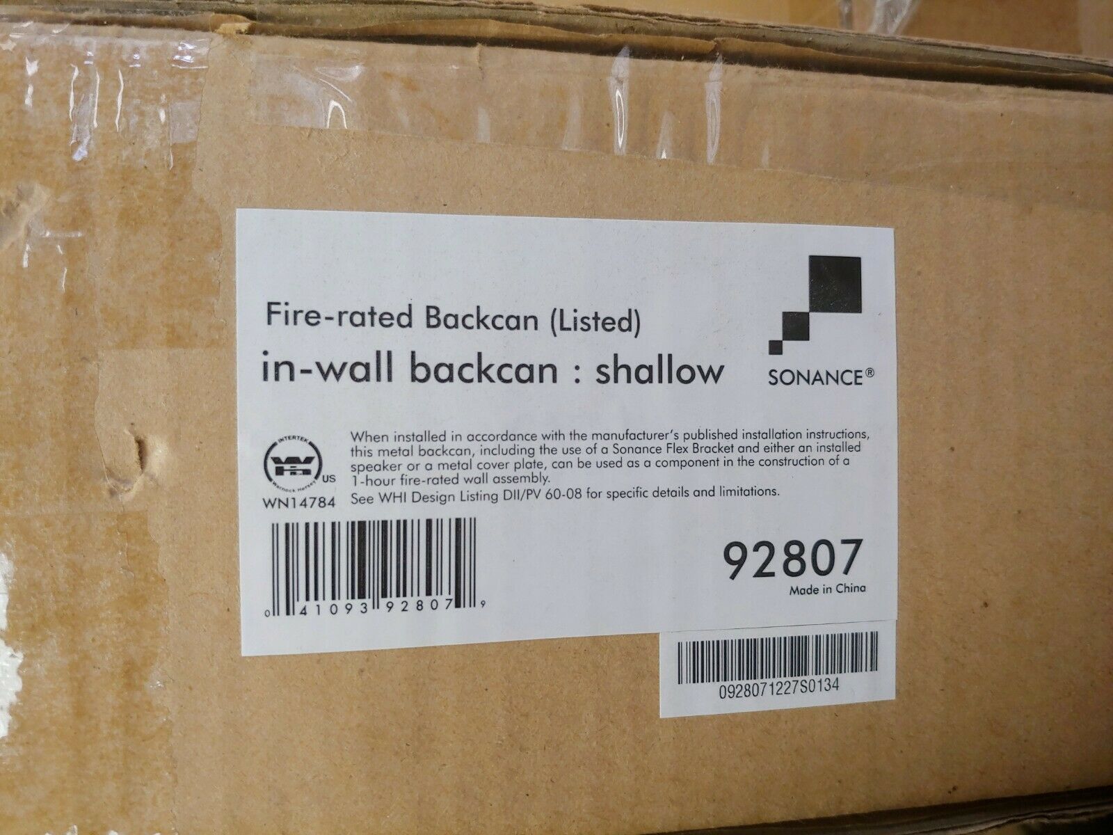 Sonance Fire-rated In-wall Backcan/enclosure - New In Box