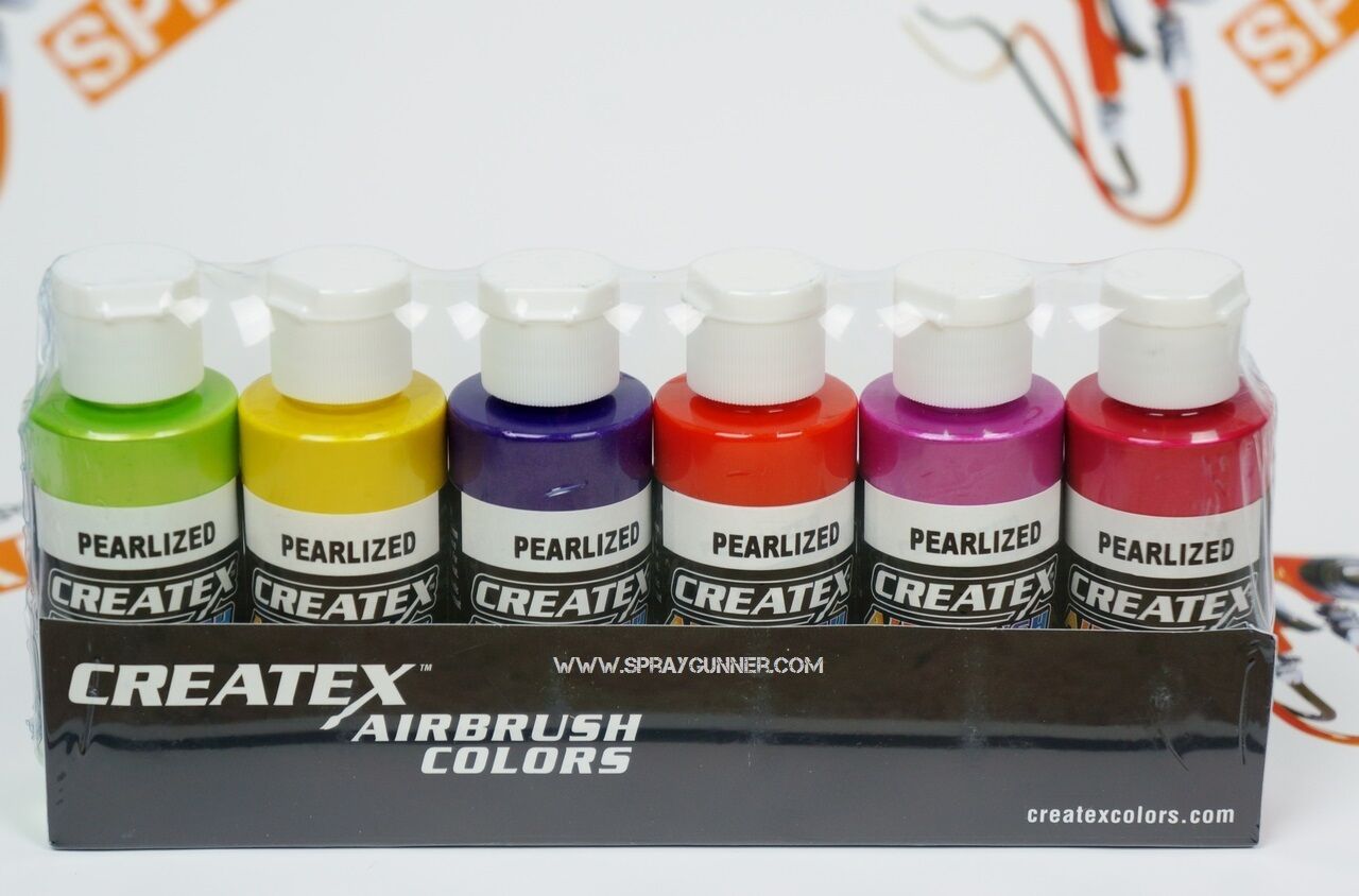 Createx Airbrush Colors Pearl Sampler Airbrush Paint Set Water Based 6 * 2oz